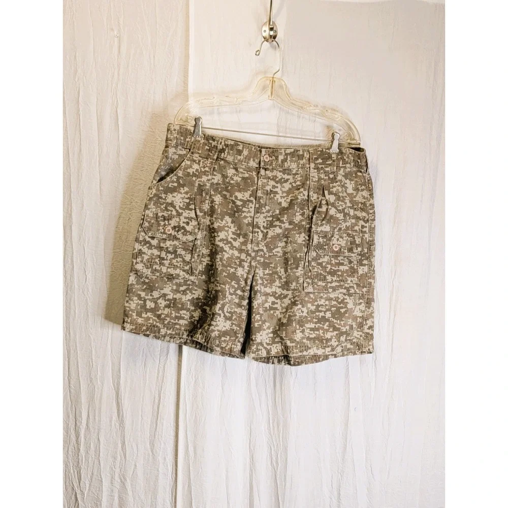 Cabela's Mens 7-pocket Hiker Cargo Shorts 38 Brown Digital Camo Pattern